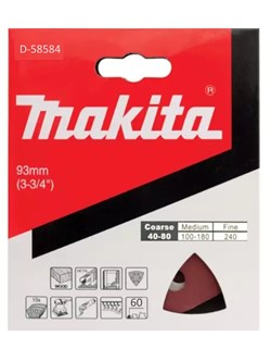 Бумага шлифовальная треугольная на липучке 94 мм, A60, 10 шт Makita D-58584 D-58584 - фото 23183