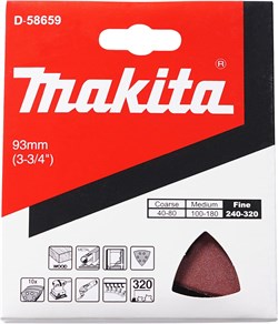 Бумага шлифовальная треугольная на липучке 94 мм, A320, 10 шт Makita D-58659 D-58659 - фото 23189